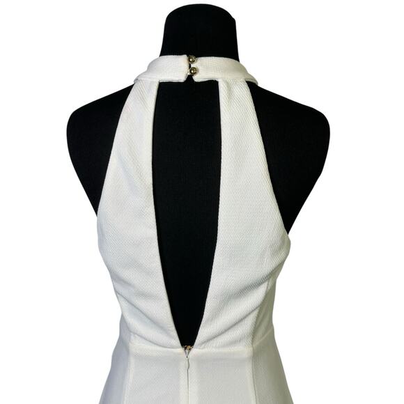 Aakaa white asymmetrical sleeveless halter party body con dress size Medium - Picture 8 of 15